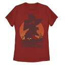【送料無料】 ディズニー レディース Tシャツ トップス Disney's Peter Pan Captain Hook Juniors' Profile Silhouette Graphic Tee Red|詳細画像