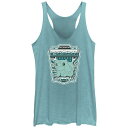 【送料無料】 ライセンス キャラクター レディース Tシャツ トップス Juniors' Pokemon Happy Bulbasaur 001 Tri-Blend Racerback Tank Top Tahiti Blue