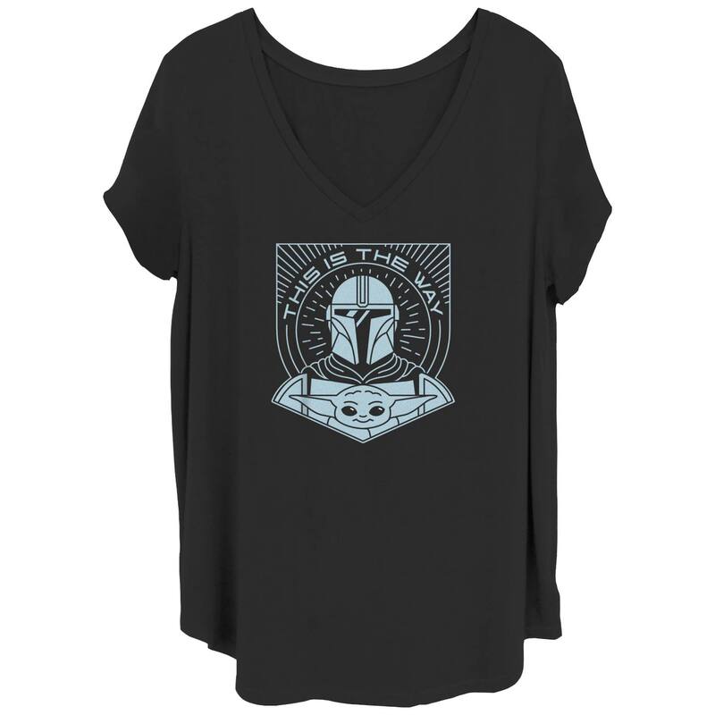 【送料無料】 ライセンス キャラクター レディース Tシャツ トップス Juniors' Plus Size The Mandalorian Cartoon This Is The Way Graphic Tee Black