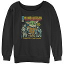 【送料無料】 ライセンス キャラクター レディース Tシャツ トップス Juniors' Star Wars The Mandalorian Group Shot Comic Cover Doodle Graphic Fleece Black