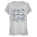 【送料無料】 ディズニー レディース Tシャツ トップス Disney's Lilo & Stitch Juniors' Emotions Boxes Fitted Graphic Tee Athletic Heather(4)
