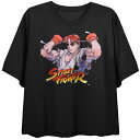 【送料無料】 ライセンス キャラクター レディース Tシャツ トップス Juniors' Street Fighter Ryu Logo Graphic Tee Black