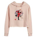 【送料無料】 ライセンス キャラクター レディース Tシャツ トップス Juniors' Coca-Cola Vintage Santa With Deer Cropped Hoodie Pink