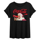 【送料無料】 ライセンス キャラクター レディース Tシャツ トップス Juniors' Coca-Cola Santa Flowy Tee Black