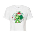 【送料無料】 ライセンス キャラクター レディース Tシャツ トップス Juniors' Care Bears Unlock The Magic Bear Santa Cropped Tee White