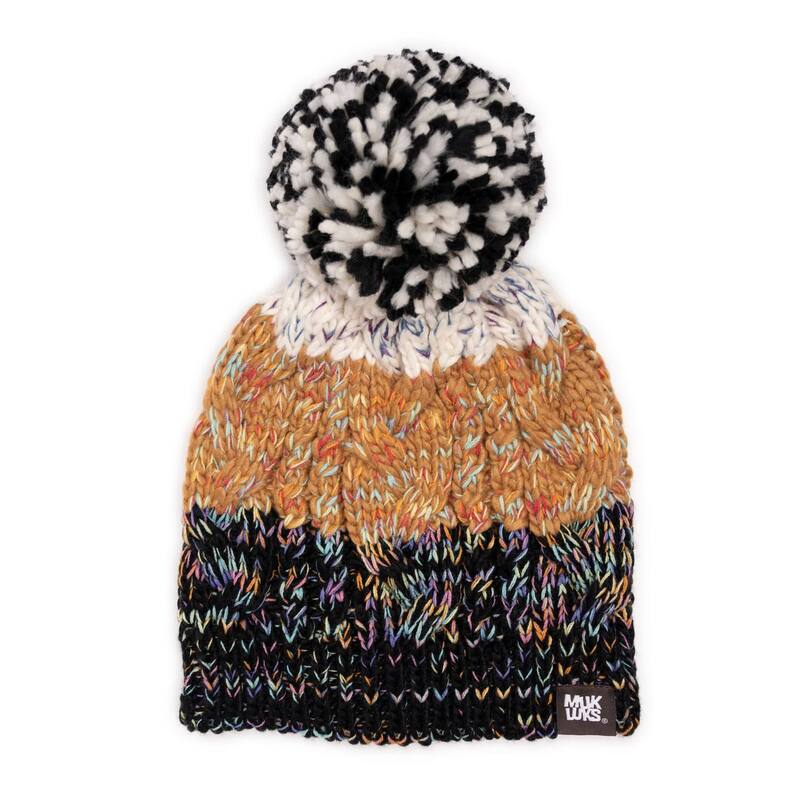 ムクルクス レディース アクセサリー 帽子 カラーブロック Women's MUK LUKS Colorblock Stripe Cable ..