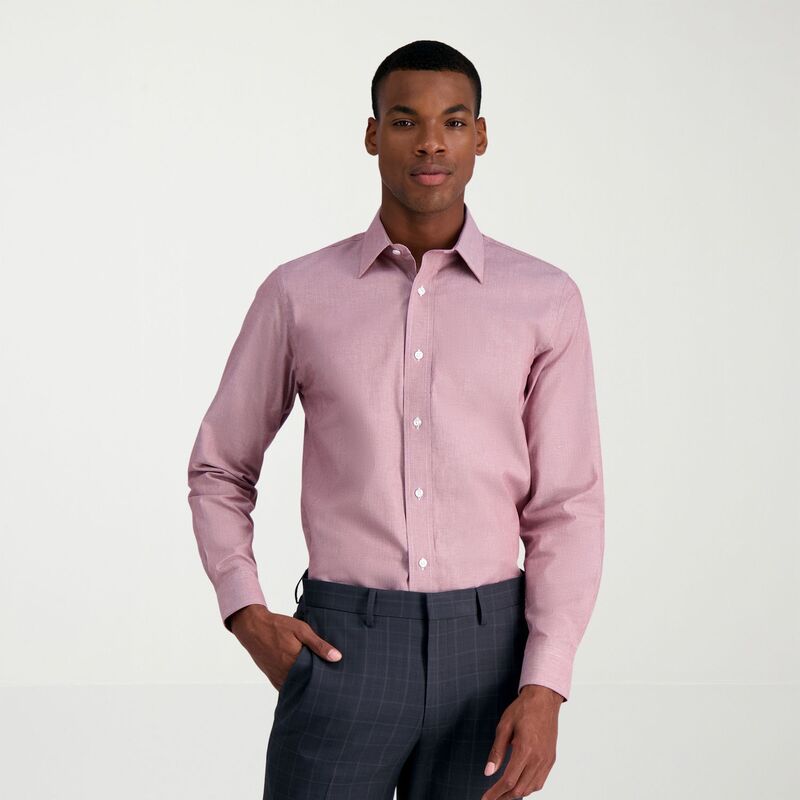 【送料無料】 ハガー メンズ Tシャツ トップス Men's Haggar Premium Comfort Slim Fit Wrinkle Resistant Dress Shirt Burgundy Texture