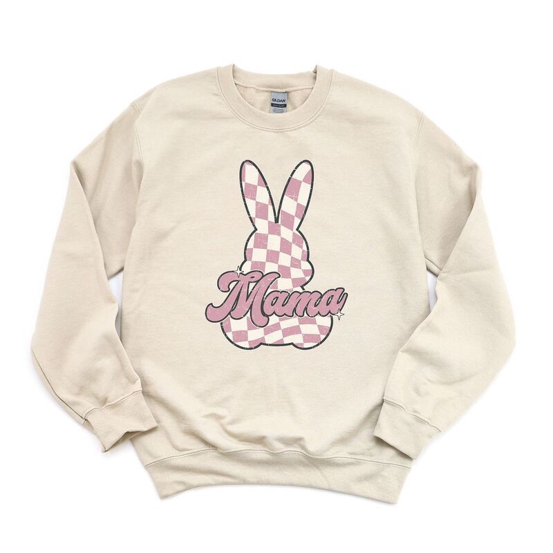 【送料無料】 Simply Sage Market レディース Tシャツ トップス Checkered Bunny Mama Sweatshirt Dust