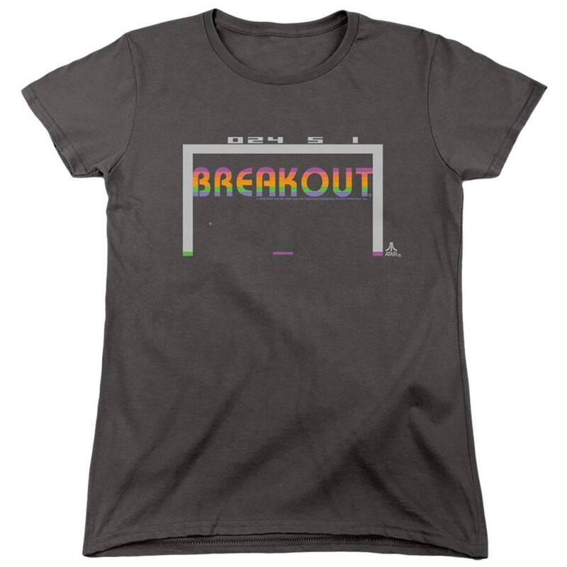 【送料無料】 ライセンス キャラクター レディース Tシャツ トップス Atari Breakout 2600 Short Sleeve Womens Tee Charcoal