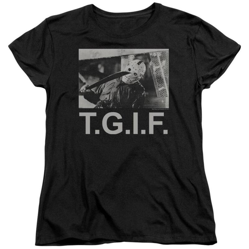【送料無料】 ライセンス キャラクター レディース Tシャツ トップス Friday The 13th Tgif Short Sleeve Women's T-shirt Black