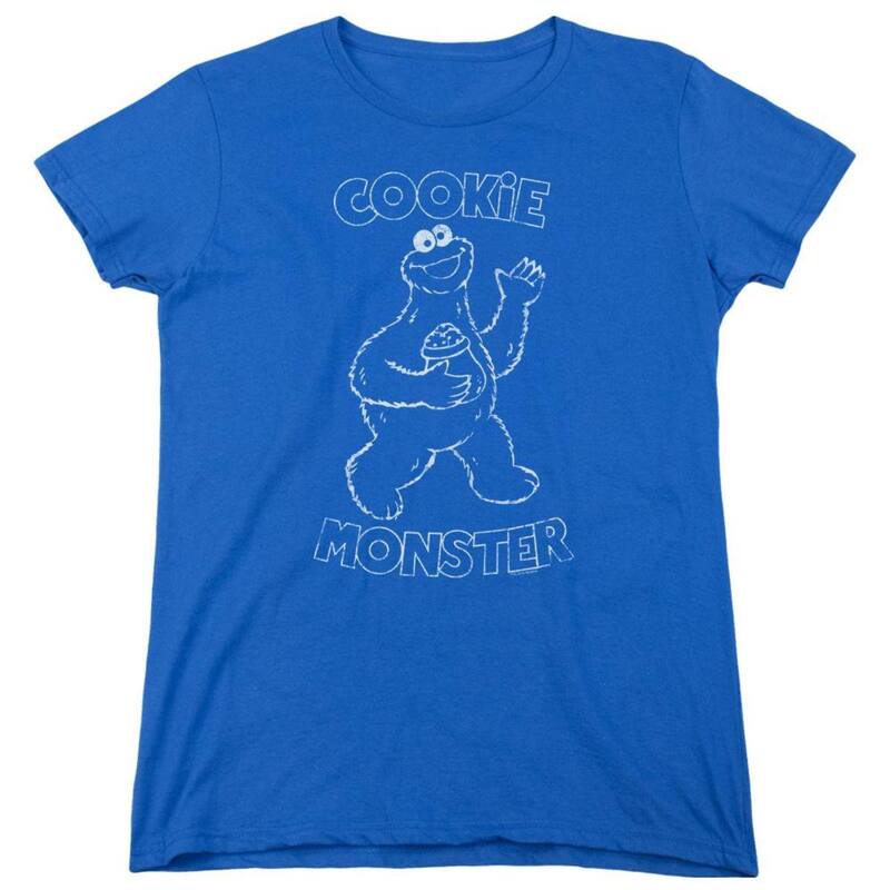 【送料無料】 ライセンス キャラクター レディース Tシャツ トップス Sesame Street Simple Cookie Short Sleeve Womens Tee Royal Blue