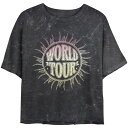 【送料無料】 アンブランデッド レディース Tシャツ トップス Juniors' World Tour Sun Cropped Graphic Tee Blac...
