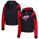 【送料無料】 ニューエラ レディース Tシャツ トップス Women's New Era Navy Boston Red Sox Color Block Fleece Quarter-Zip Hoodie Rsx Navy