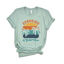 【送料無料】 Simply Sage Market レディース Tシャツ トップス Sunshine And Good Vibes Short Sleeve Graphic Tee Seafoam(4)