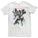 【送料無料】 ライセンス キャラクター メンズ Tシャツ トップス Big & Tall Nintendo Metroid Samus Aran Retro Neon Poster Tee White