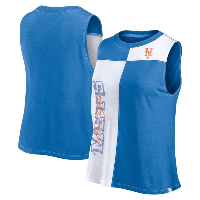【送料無料】 アンブランデッド レディース Tシャツ トップス Women's Fanatics Branded Royal/White New York Mets Color-Block Tank Top Met Blue