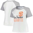 【送料無料】 ソフト アズ ア グレープ レディース Tシャツ トップス Women's Soft as a Grape White San Francisco Giants Plus Size Baseball Raglan T-Shirt Gnt White