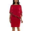 【送料無料】 ニナレオナルド レディース ワンピース トップス Women's Nina Leonard Popover Chiffon Shift Dress Nina Red(4)
