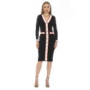 【送料無料】 アレクシアアドマー レディース ワンピース トップス Women's ALEXIA ADMOR Janet V-Neck Button-Front Knit Dress Black(4)