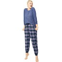 【送料無料】 Ellos レディース ナイトウェア アンダーウェア ellos Women's Plus Size Plaid Flannel Sleep Pa...