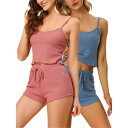 【送料無料】 cheibear レディース ナイトウェア アンダーウェア Women's Pajama Sleeveless Crop Tank Tops Sh...