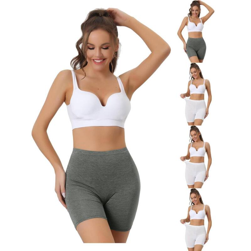 【送料無料】 アレグラ ケー レディース カジュアルパンツ ボトムス 5 Packs Women's Mid-thigh Boxer Underwear Full Coverage Soft Stretch Boyshorts Panties White Dark Gray
