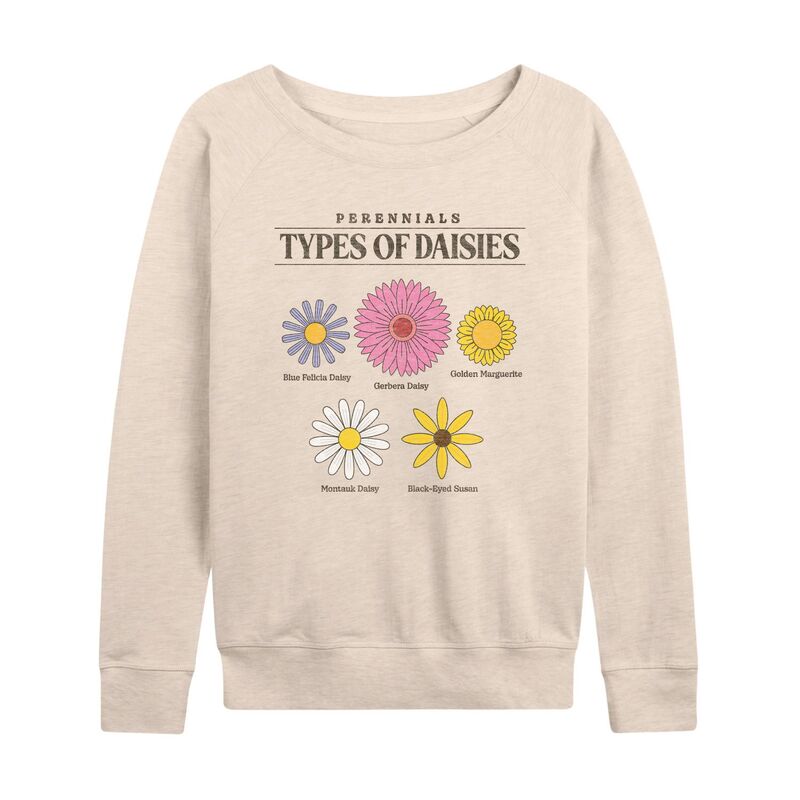 【送料無料】 ライセンス キャラクター レディース Tシャツ トップス Women's Types of Daisies Lightweight French Terry Sweatshirt Beige