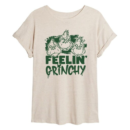 【送料無料】 ライセンス キャラクター レディース Tシャツ トップス Juniors' Dr. Seuss Feelin' Grinchy Oversized Tee Beige 【送料無料】 ライセンス キャラクター レディース Tシャツ トップス Juniors' Dr. Seuss Feelin' Grinchy Oversized Tee Beige