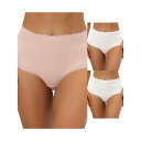 【送料無料】 アレグラ ケー レディース パンツ アンダーウェア 3 Packs Women's High Waist Underwear Tummy Control Comfortable Lace Trim Ribbed Panties Muti-color White Beige Pink(4)