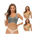 【送料無料】 アレグラ ケー レディース ブラジャー アンダーウェア 3 Packs Women's Wirefree Padded Adjustable Straps Full Coverage Push Up Bras Beige Gray