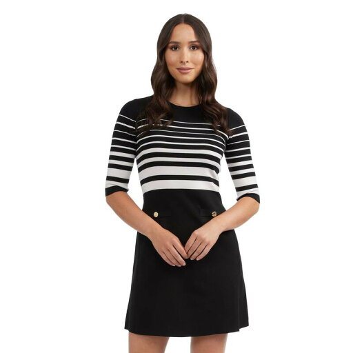 【送料無料】 エレントレイシー レディース ワンピース トップス Women's Ellen Tracy 3/4 Sleeve Striped Sweater Dress Black 【送料無料】 エレントレイシー レディース ワンピース トップス Women's Ellen Tracy 3/4 Sleeve Striped Sweater Dress Black