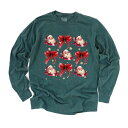 【送料無料】 Simply Sage Market レディース Tシャツ トップス Coquette Santa And Bow Chart Garment Dyed Long Sleeve Tees Blue Spruce