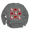【送料無料】 Simply Sage Market レディース Tシャツ トップス Coquette Santa And Bow Chart Garment Dyed Long Sleeve Tees Pepper