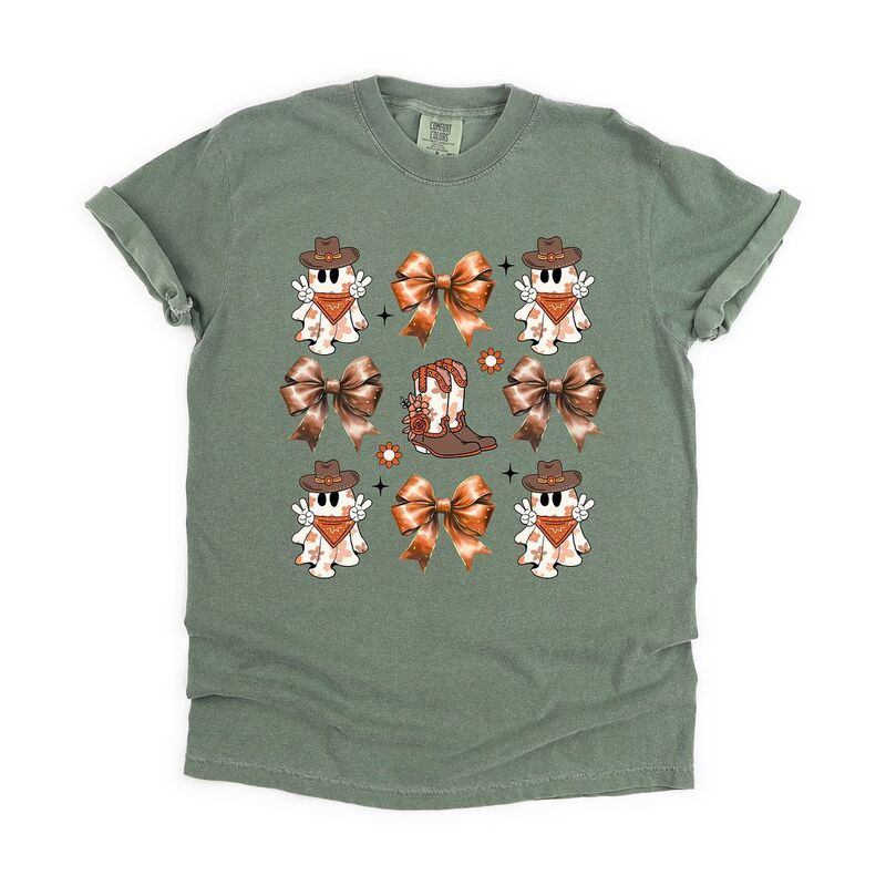 【送料無料】 Simply Sage Market レディース Tシャツ トップス Coquette Cartoon Ghost And Boots Cha..