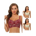 【送料無料】 アレグラ ケー レディース ブラジャー アンダーウェア 3 Packs Women's Wirefree U Back Adjustable Straps Lace Full Coverage Padded Minimizer Bra Beige Dark Red