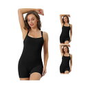 【送料無料】 アレグラ ケー レディース シャツ トップス 3 Packs Womens Square Neck Tummy Control Bodysuits Bodycon Rompers Tank Top Shorts Jumpsuit Black
