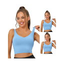 【送料無料】 アレグラ ケー レディース ブラジャー アンダーウェア 3 Packs Women's Workout Fitness Longline Wireless Padded Yoga Sports Bras With Medium Support Light Blue