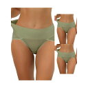 【送料無料】 アレグラ ケー レディース パンツ アンダーウェア 3 Packs Women's Hi-cut Ribbed High Waist Tummy Control Underwear Available In Plus Size Multi Packs Pea Green(4)
