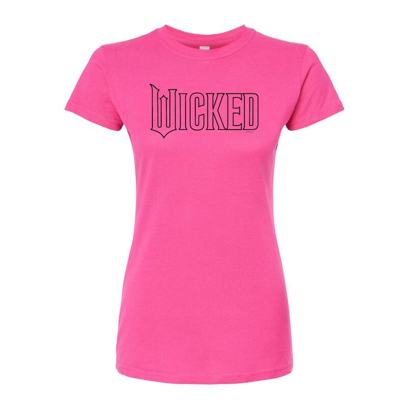【送料無料】 ライセンス キャラクター レディース Tシャツ トップス Juniors' Wicked Outline Logo Fitted Tee Fuchsia