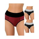 【送料無料】 アレグラ ケー レディース パンツ アンダーウェア 3 Packs Women's High Waist Tummy Control Color-block Brief Available In Plus Size Black Burgundy(4)