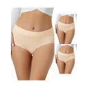 【送料無料】 アレグラ ケー レディース パンツ アンダーウェア 3 Packs Women's Breathable Underwear Cotton Comfortable Stretch 3 Layers High Waist Panties Beige(4)