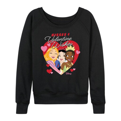 【送料無料】 ディズニー レディース Tシャツ トップス Disney Princess Snow White Tiana & Rapunzel Women's Kisses & Valentine Wishes Lightweight French Terry Sweatshirt Black 【送料無料】 ディズニー レディース Tシャツ トップス Disney Princess Snow White Tiana & Rapunzel Women's Kisses & Valentine Wishes Lightweight French Terry Sweatshirt Black