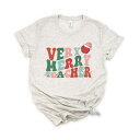 【送料無料】 Simply Sage Market レディース Tシャツ トップス Very Merry Teacher Wavy Short Sleeve Graphic Tee Oatmeal(4)