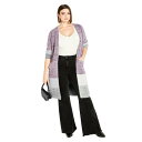【送料無料】 アベニュー レディース ニット・セーター アウター Avenue Elise Color Block Knitted Cardigan Plum