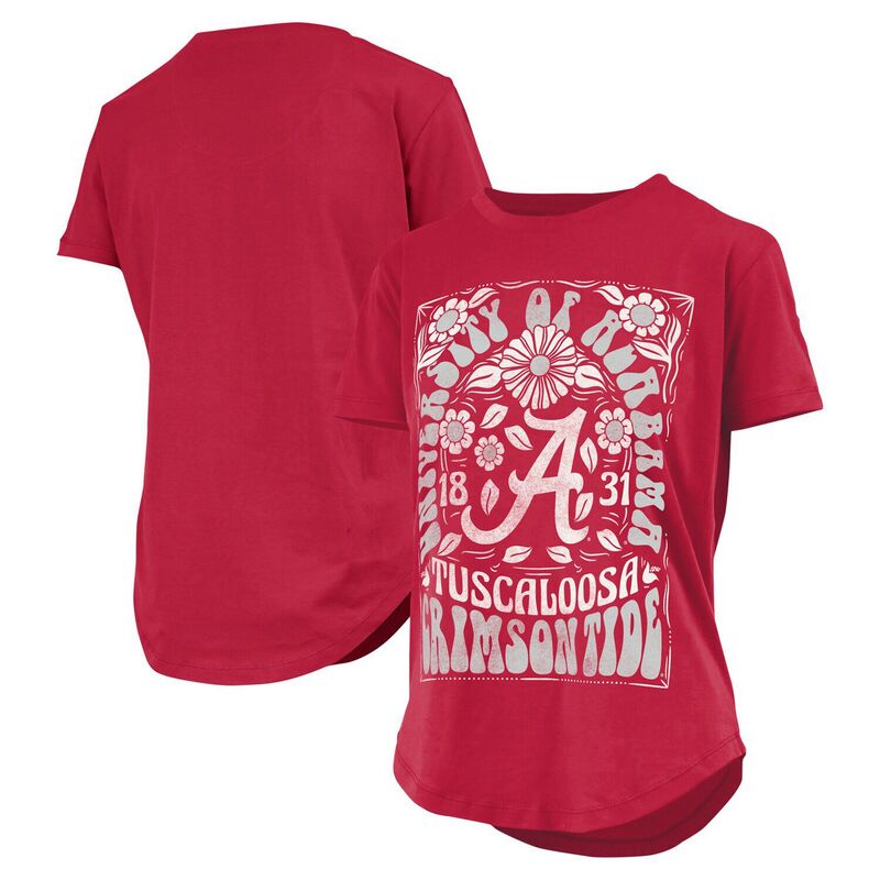 【送料無料】 プレスボックス レディース Tシャツ トップス Women's Pressbox Crimson Alabama Crimson Tide Irvine Floral Team ColorT-Shirt Ala Red
