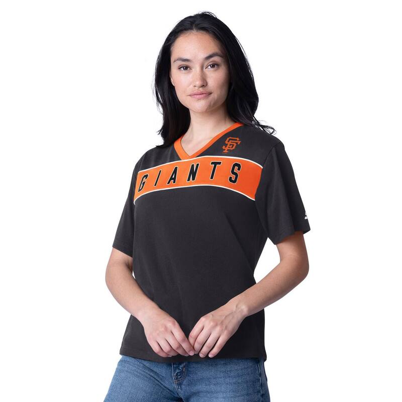 【送料無料】 スターター レディース Tシャツ トップス Women's Starter Black San Francisco Giants Game Day V-Neck T-Shirt Gnt Black