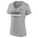 【送料無料】 ファナティクス レディース Tシャツ トップス Women's Fanatics New York Yankees MLB 2024 American League Champions Locker Room V-Neck T-Shirt Ynk Heather Gray(4)