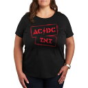 【送料無料】 ライセンス キャラクター レディース Tシャツ トップス Plus Size ACDC TNT Stencil Graphic Tee Black(4)
