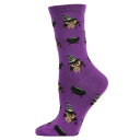 【送料無料】 メモイ レディース 靴下 アンダーウェア Witchy Owl Holiday Crew Socks Imperial Purple