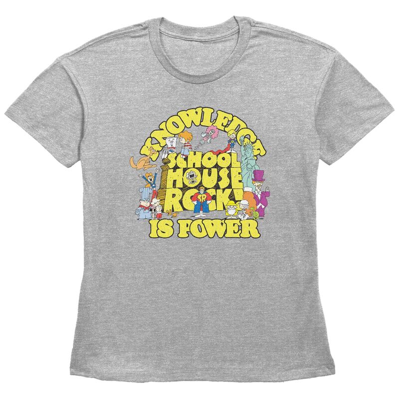 【送料無料】 ディズニー レディース Tシャツ トップス Disney's Schoolhouse Rock! Knowledge Is Power Women's Graphic Tee Heather Gray